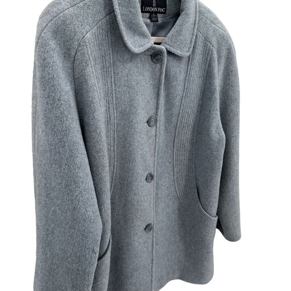 London Fog Womens Wool Blend Gray Long Sleeve Lined Coat Size 16 FLAW - Picture 3 of 13